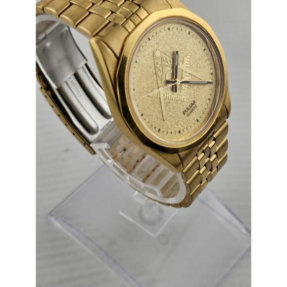 Masonic Seiko Pulsar Quartz Mens Gold Plated 3Y03-0160 New Battery Tested Runs - Picture 5 of 9